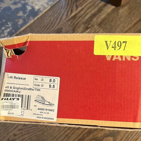 Preloved Vans Sk8-Hi Reissue Canvas 8M/9.5W - Navy & Gingham - Picture 11 of 11